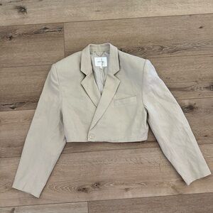 Ronny Kobo Cropped Linen Blazer Size S | Oversized It-Girl Chic